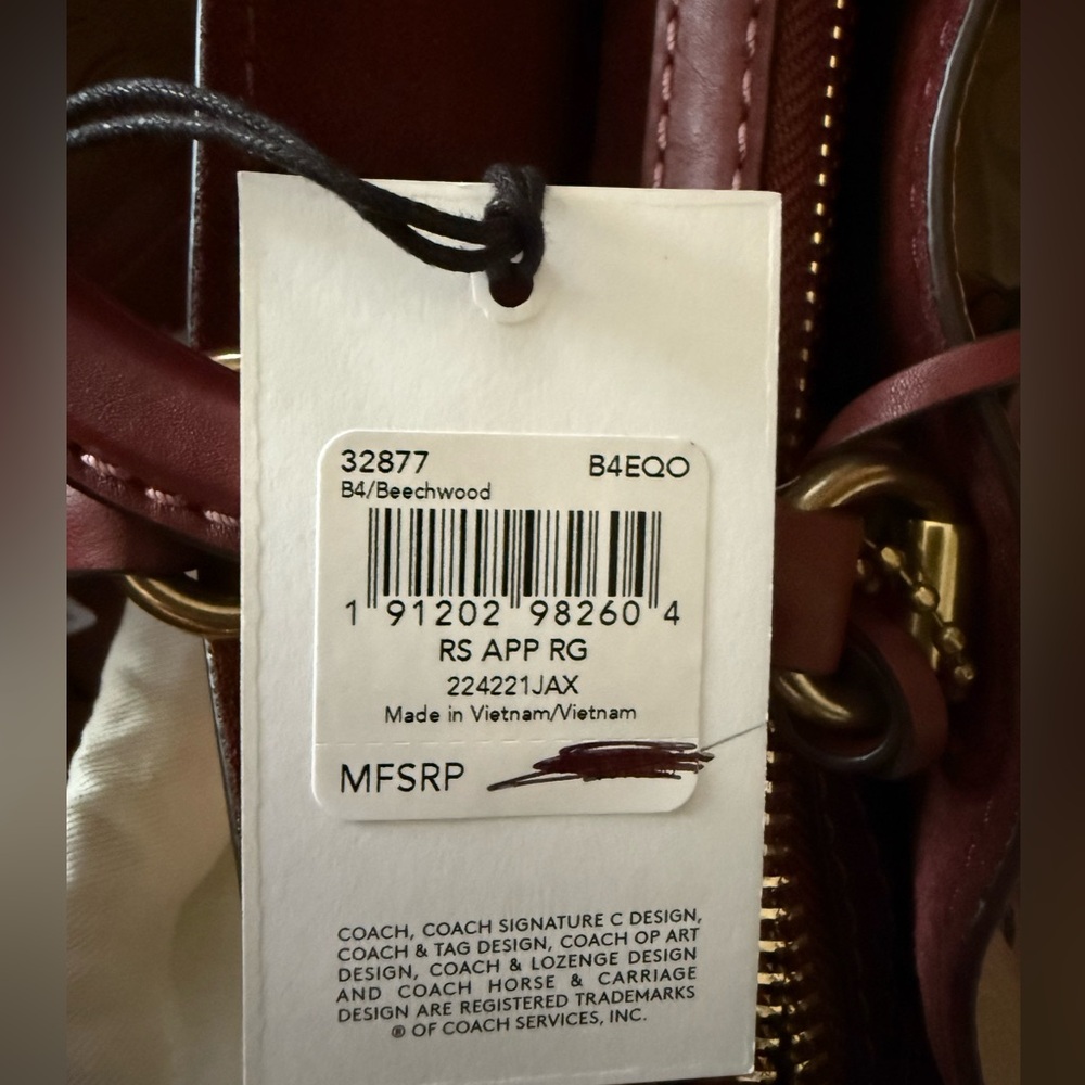 Coach Tan and Burgundy Floral Satchel - Picture 3 of 3